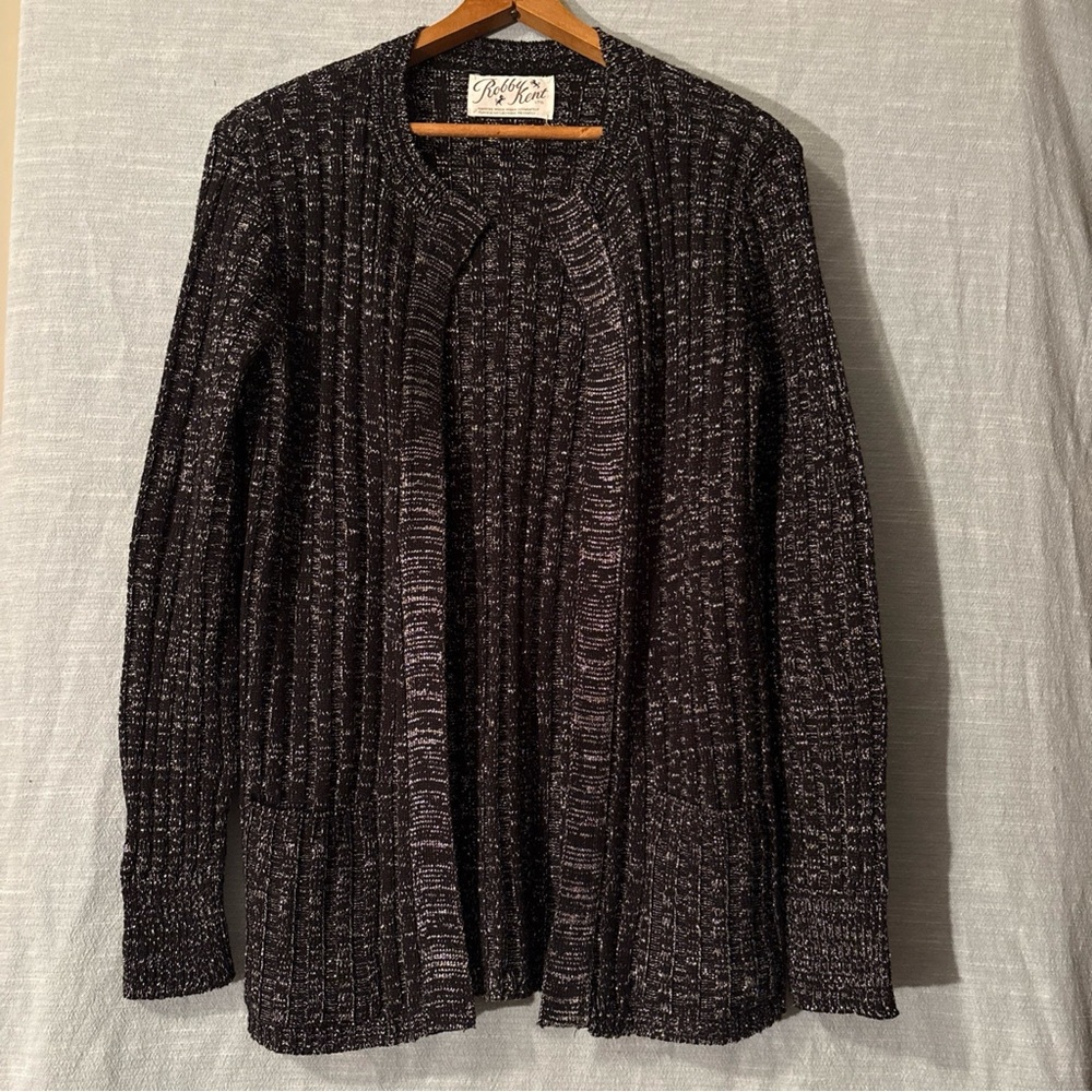 Robby Kent Vintage Open Cardigan Long Sleeve Black/Silver Women’s Sz “M”